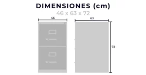 medidas archivero vertical metálico dos gavetas